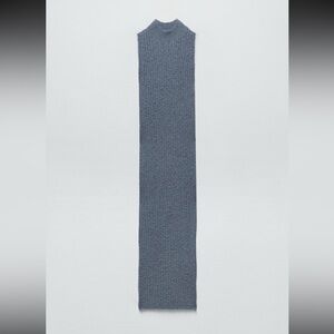 NWT Zara Chenille Blue Gray Knit Maxi Dress, Size Medium